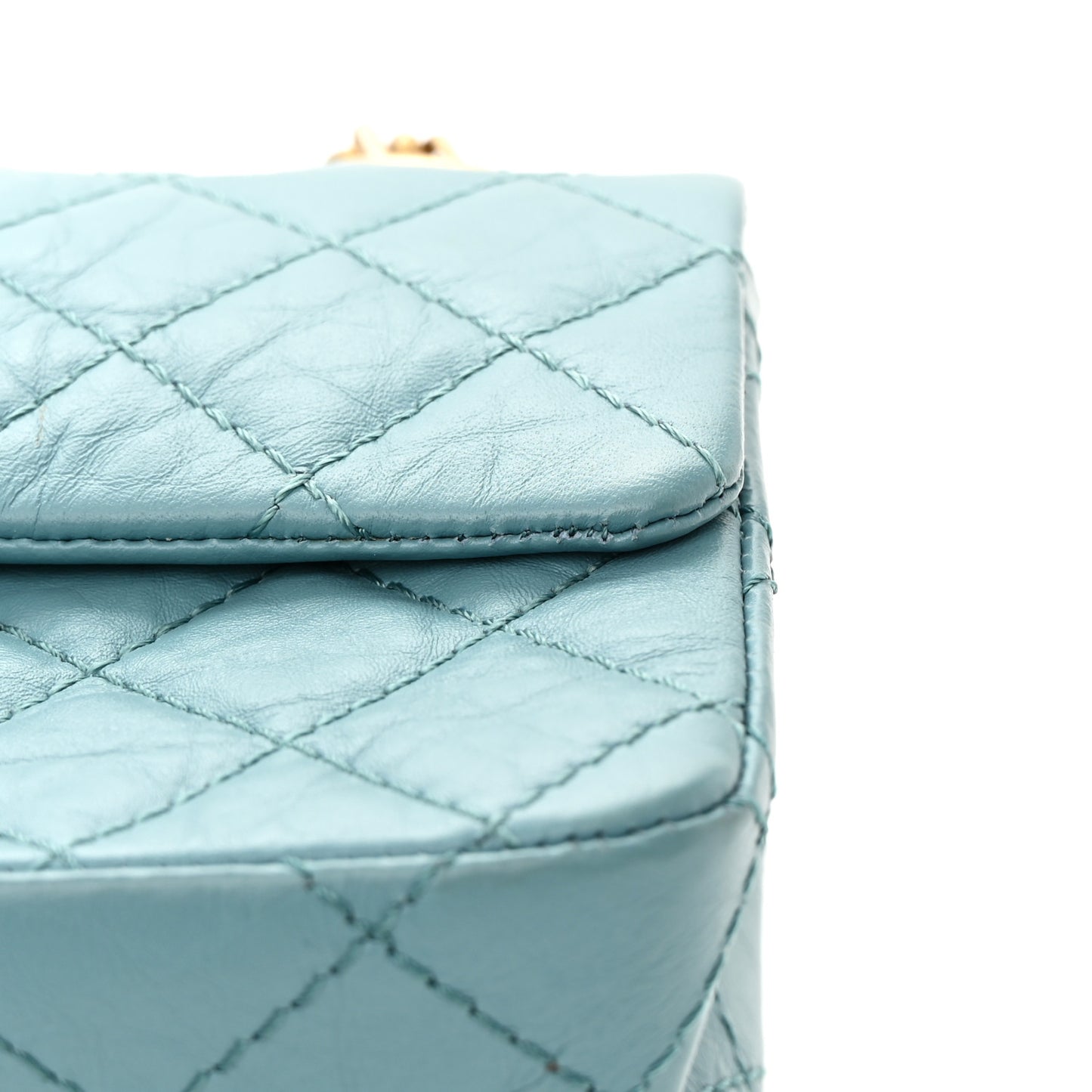 Aged Calfskin Quilted 2.55 Reissue Mini Flap Blue