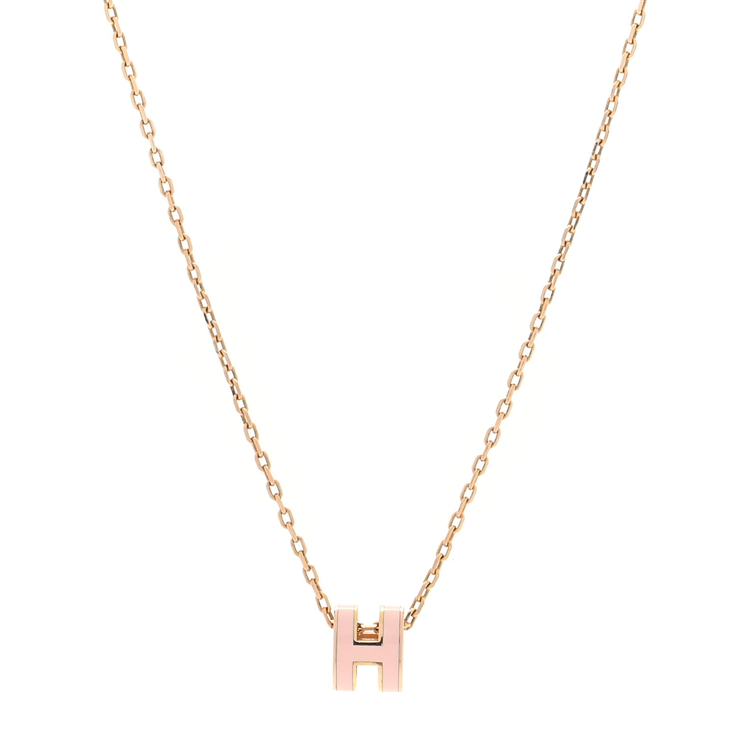 Lacquered Rose Gold Mini Pop H Pendant Necklace Rose Dragee