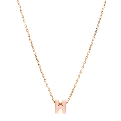 Hermes Lacquered Rose Gold Mini Pop H Pendant Necklace Rose Dragee 2 of 4