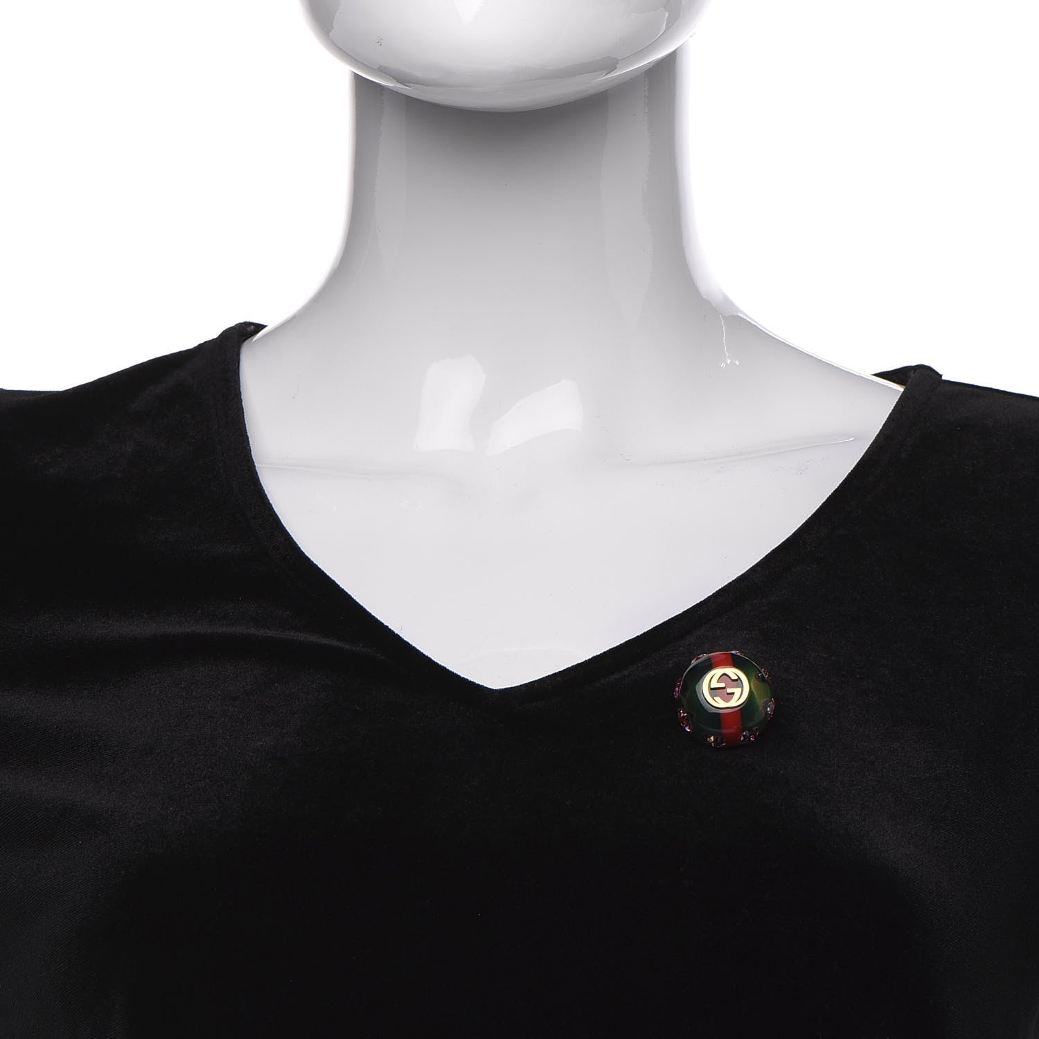 Gucci Resin Strass Vintage Web Stud Pin Red Green 2 of 4