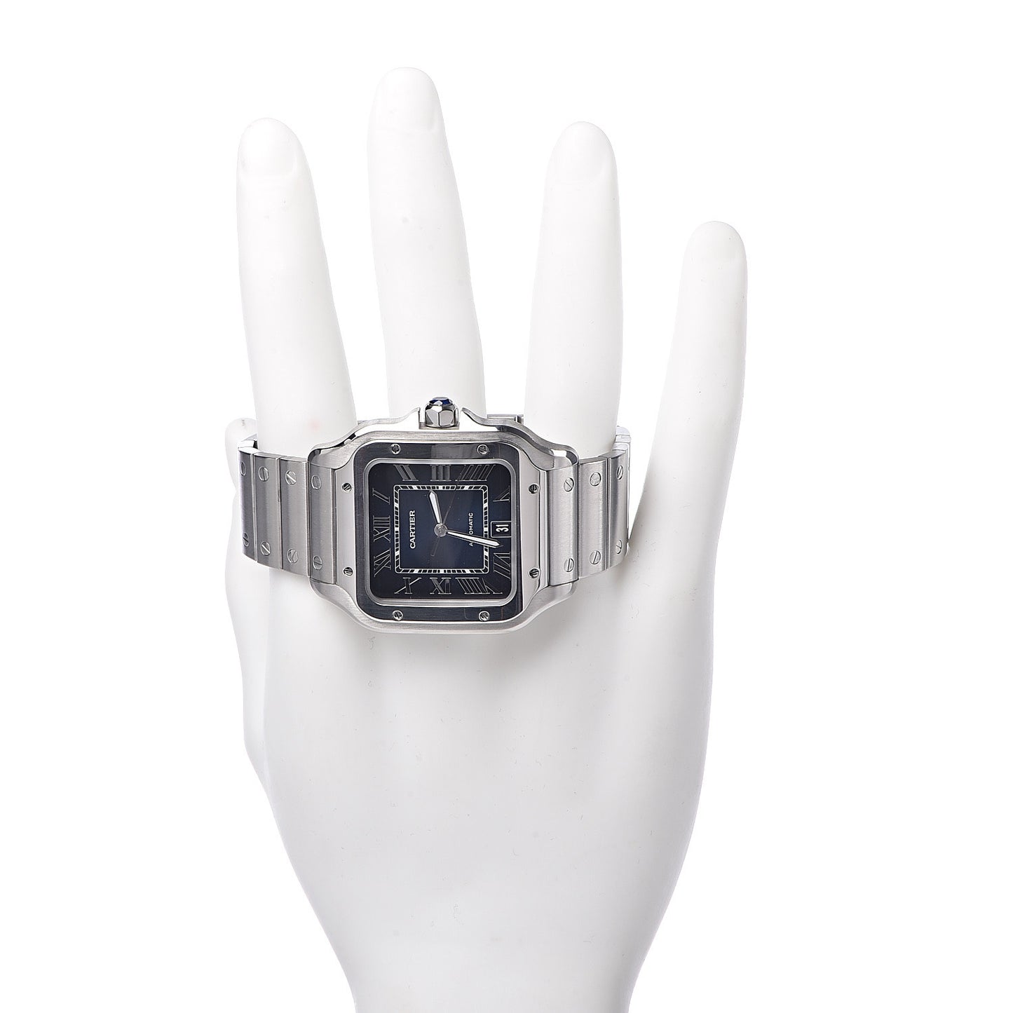 Stainless Steel 39.8mm Santos De Cartier Automatic Watch Blue