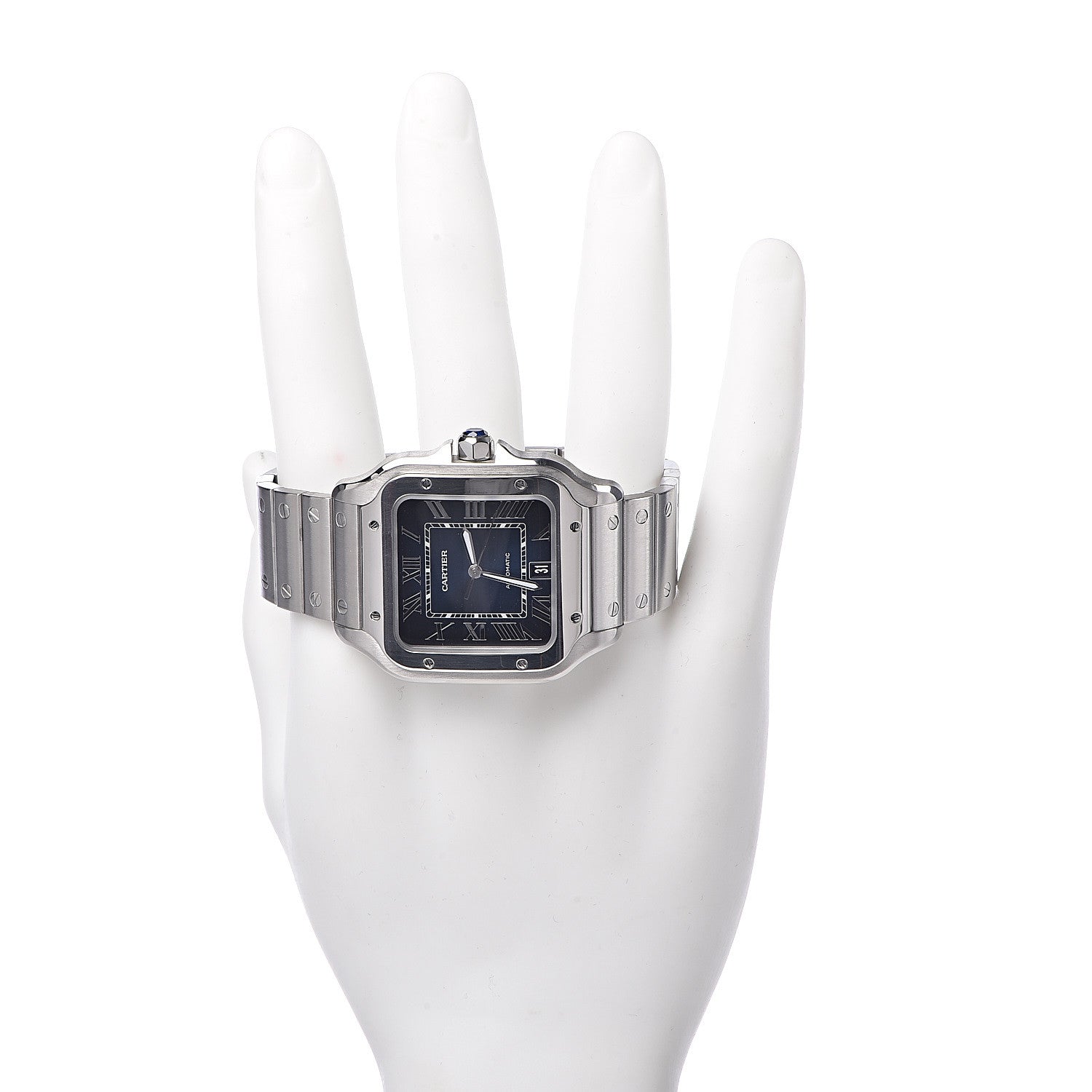 Cartier Stainless Steel 39.8mm Santos De Cartier Automatic Watch Blue 2 of 9