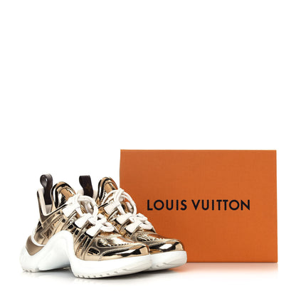 Louis Vuitton Metallic Calfskin Technical Nylon LV Archlight Sneakers 36 Gold White 8 of 8