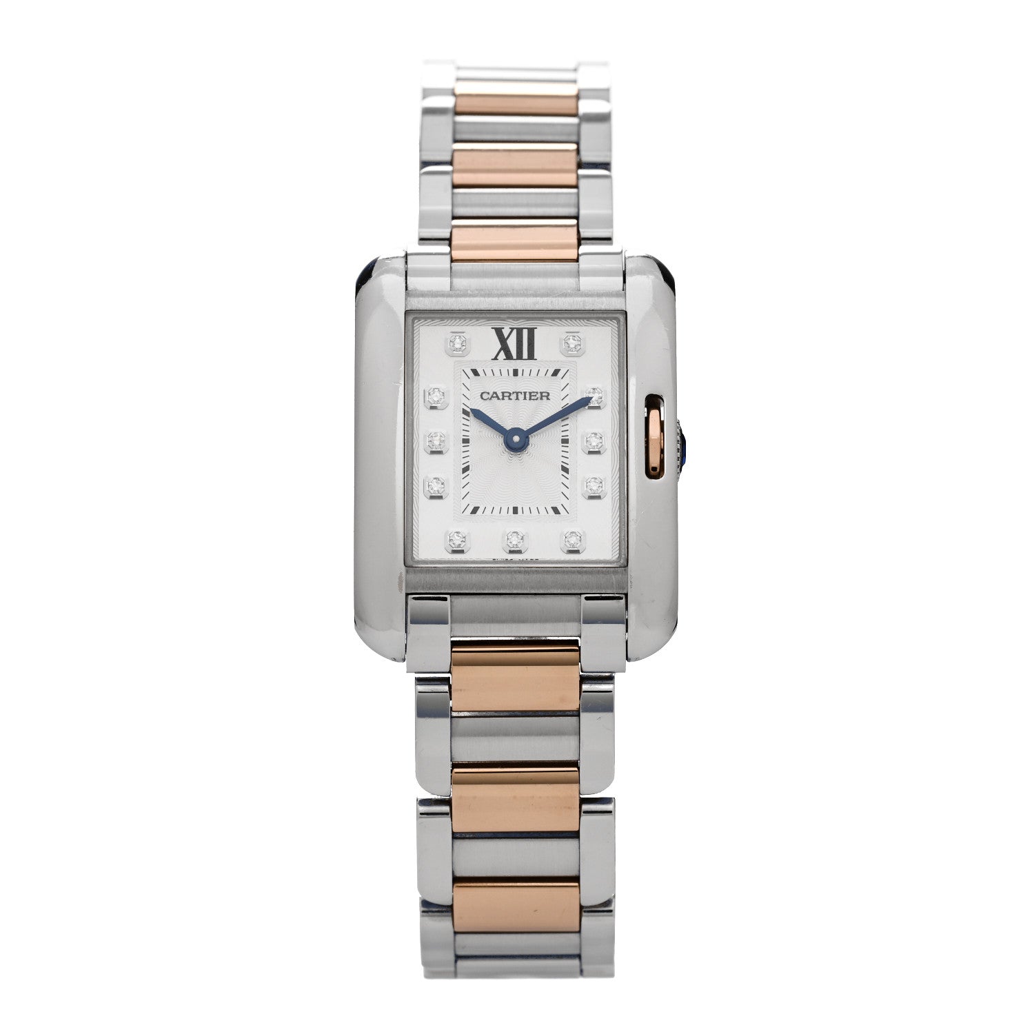 Cartier Stainless Steel 18K Pink Gold Diamond 23mm Tank Anglaise Quartz Watch 1 of 4