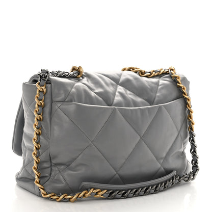 Chanel Lambskin Quilted Maxi Chanel 19 Flap Grey 3 of 10