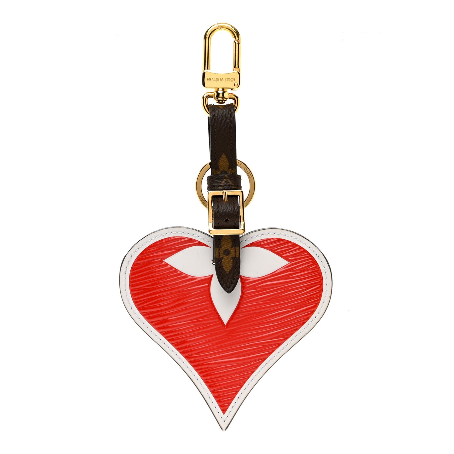 Epi Monogram Game On Heart Bag Charm Key Holder Red