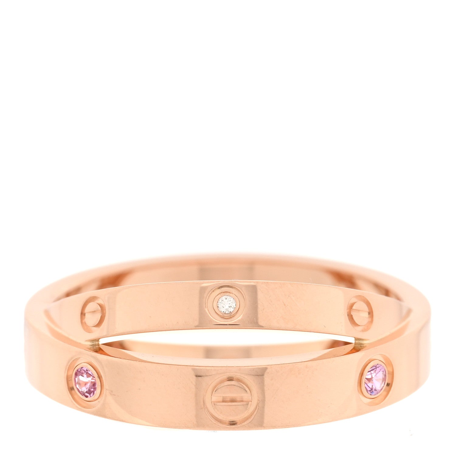 Cartier 18K Pink Gold Diamond Pink Sapphire LOVE Ring 52 6 3 of 4