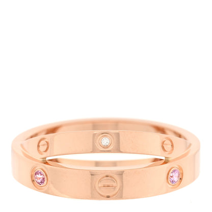 Cartier 18K Pink Gold Diamond Pink Sapphire LOVE Ring 52 6 3 of 4