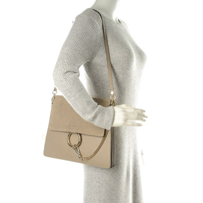 Chloe Calfskin Suede Medium Faye Shoulder Bag Motty Grey 2 of 8