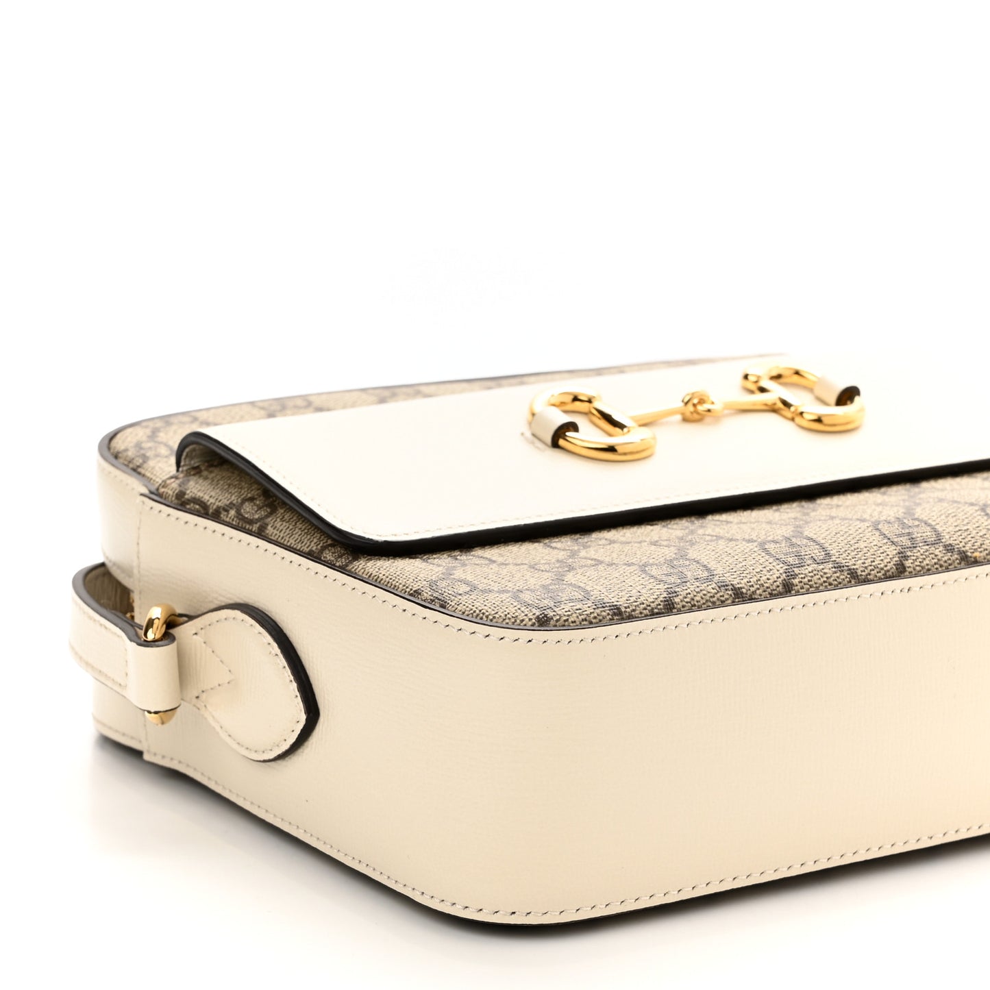 GG Supreme Monogram Small Horsebit 1955 Shoulder Bag Beige Mystic White