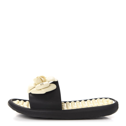 Chanel Thermoplastic PVC Camellia Mule Sandals 36 Black Ivory 1 of 8