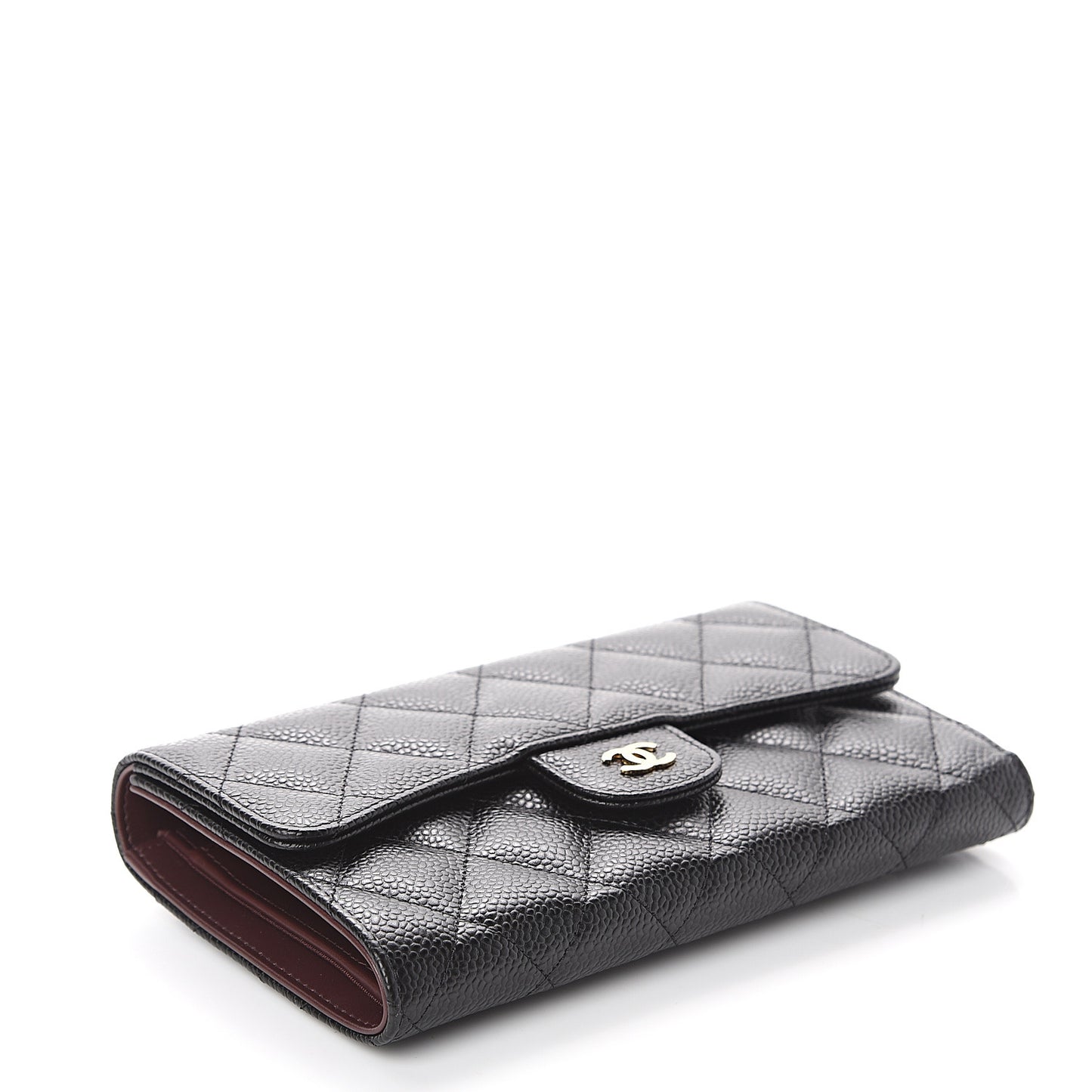 Caviar Quilted Large Flap Wallet Black