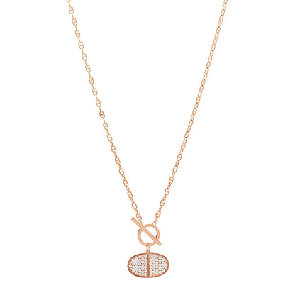Hermes 18K Rose Gold Diamond Chaine D'Ancre Verso Pendant Necklace SH 1 of 5