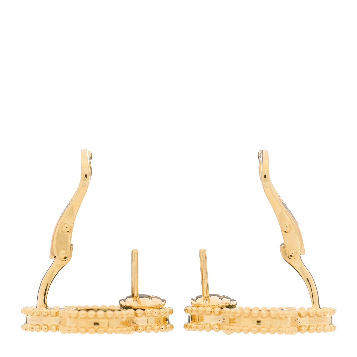 Van Cleef & Arpels 18K Yellow Gold Malachite Magic Alhambra Earrings 3 of 4