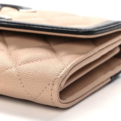 Chanel Caviar Quilted Filigree Flap Wallet Beige Black 10 of 12