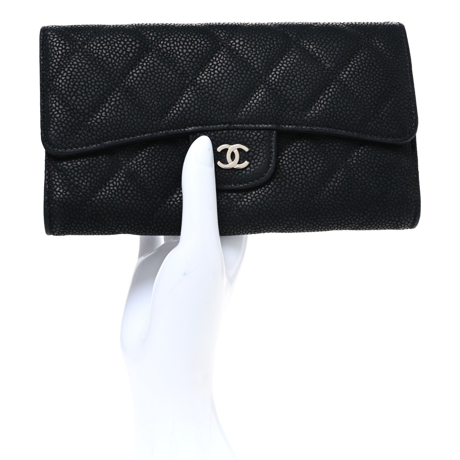 Chanel Iridescent Caviar Quilted Large Flap Wallet  Black 2 of 10