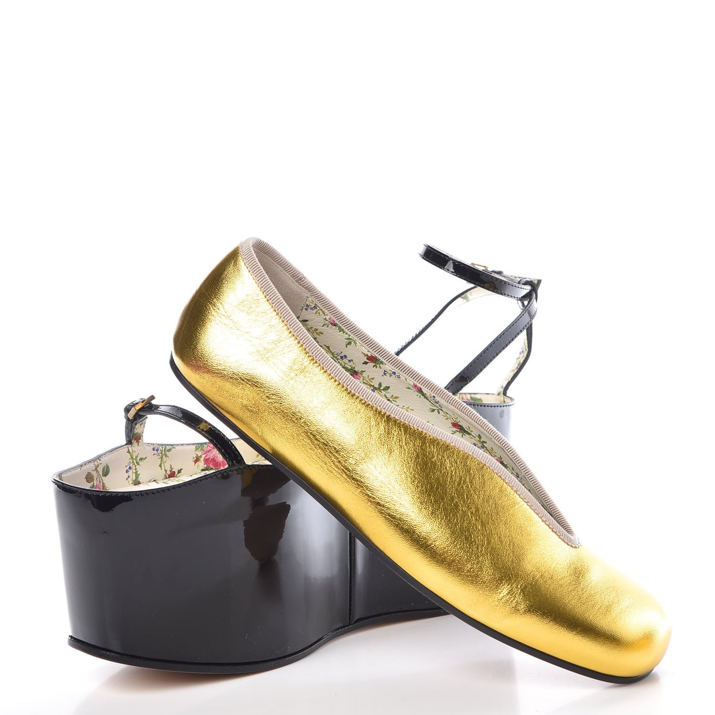 Metallic Nappa Patent Hannelore Detachable Platform Sandals 37 Gold