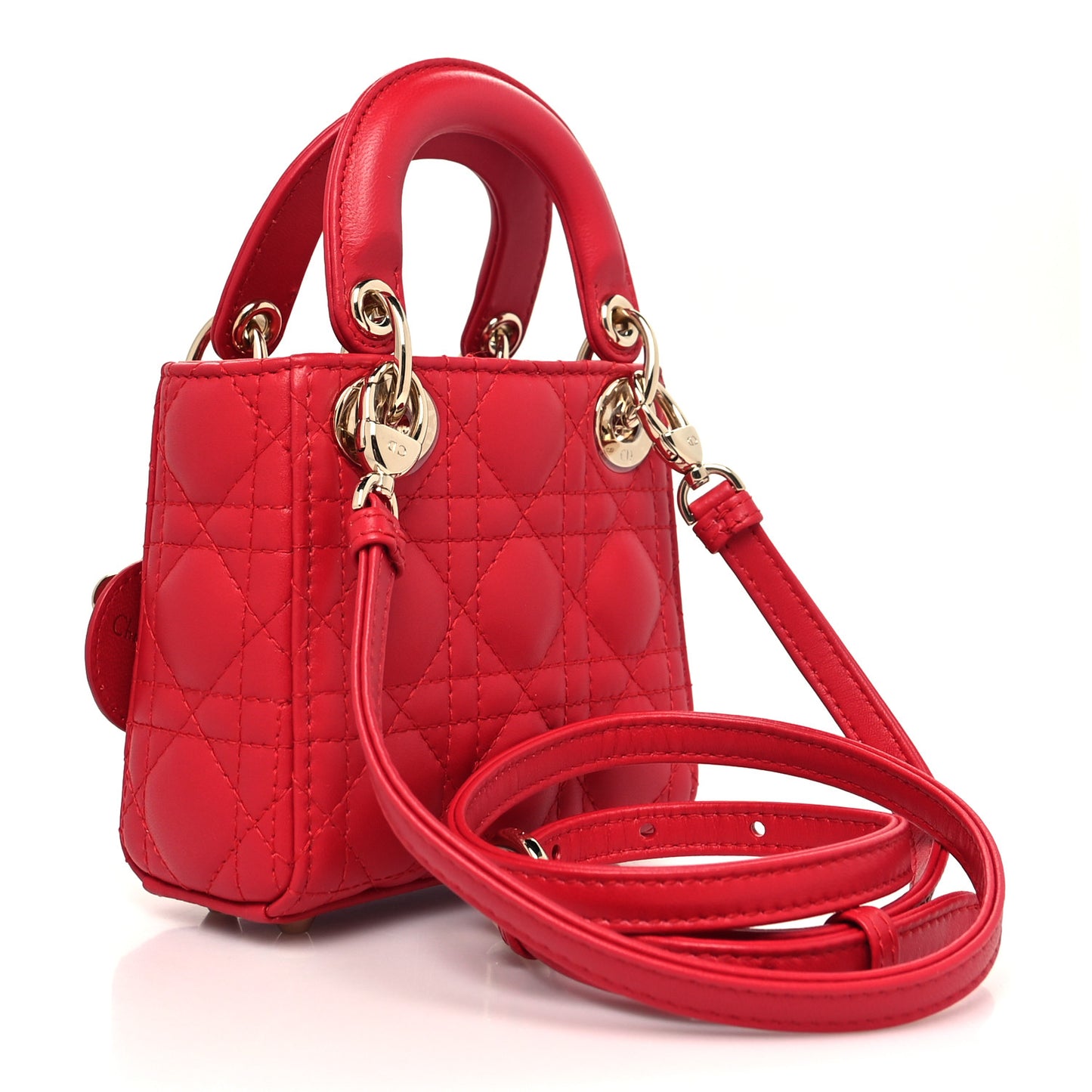 Lambskin Cannage Micro Lady Dior Red