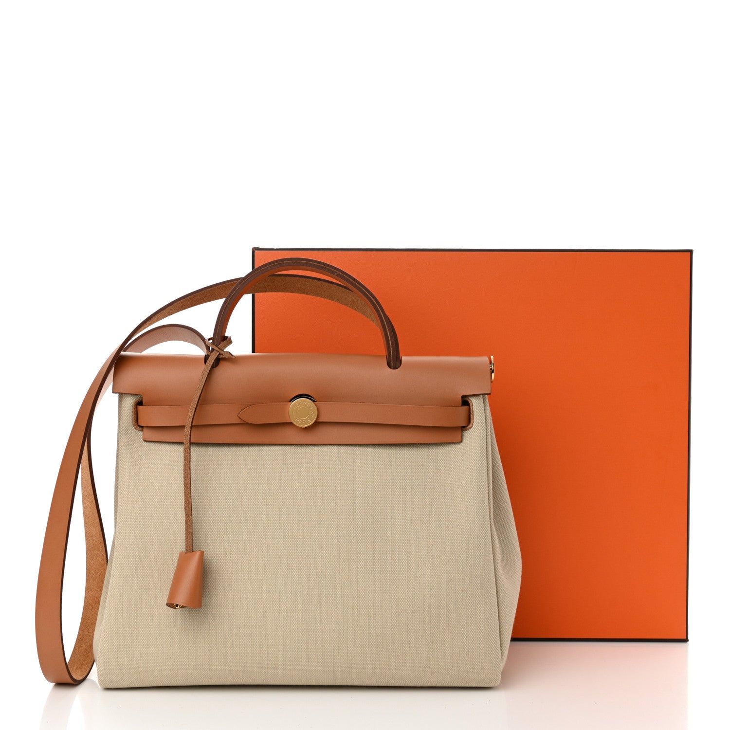 Hermes Military Toile Vache Hunter Herbag Zip Retourne 31 PM Beton Naturel 13 of 13