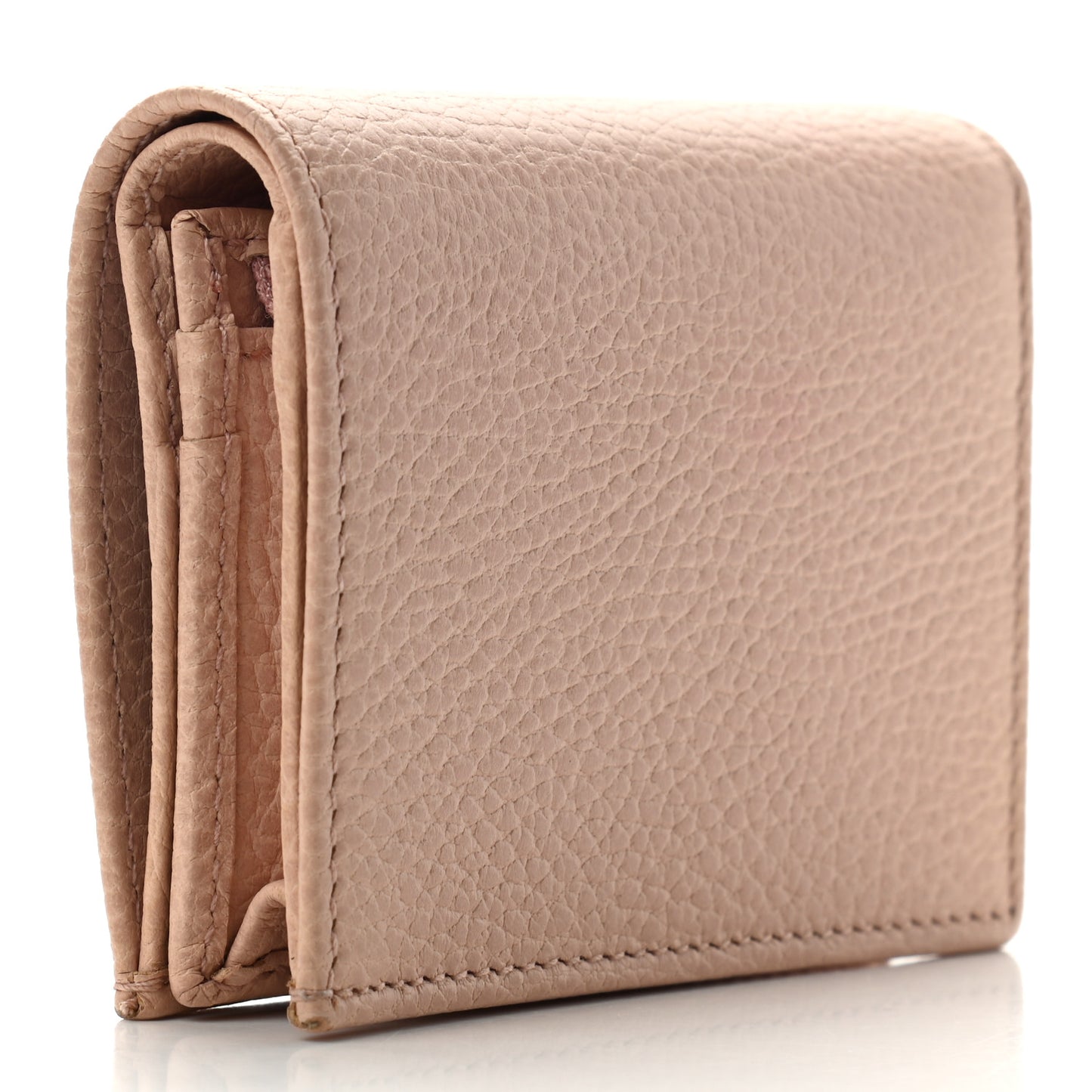 Pebbled Calfskin Butterfly Card Case Perfect Pink