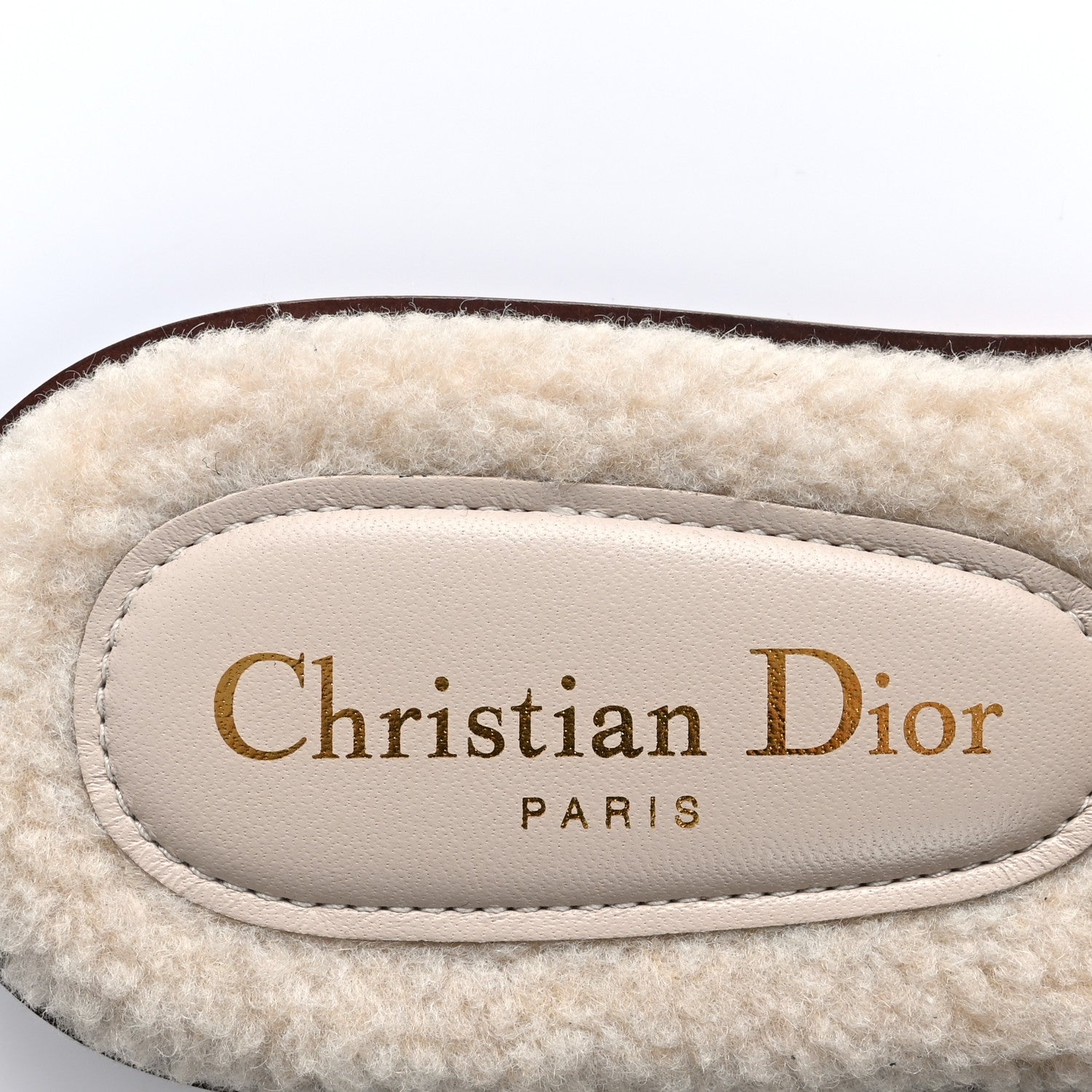 Christian Dior Suede Goatskin Shearling Embroidered Dway Slide Sandals 39 Cookie 7 of 11