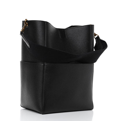 Celine Soft Grained Calfskin Sangle Bucket Bag Black 2 of 4