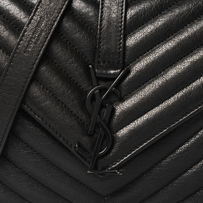 Saint Laurent Sheepskin Matelasse Chevron Monogram Monochrome Medium College Bag Black 8 of 11