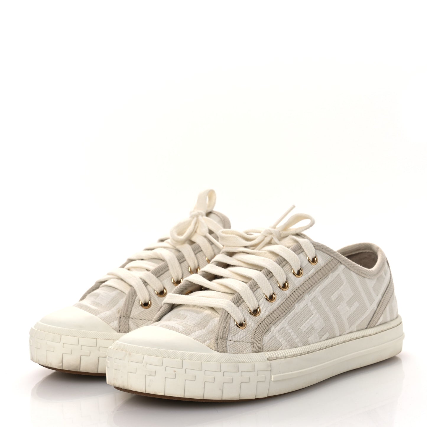 Woven Fabric FF Womens Domino Low Top Sneakers 37 White Beige