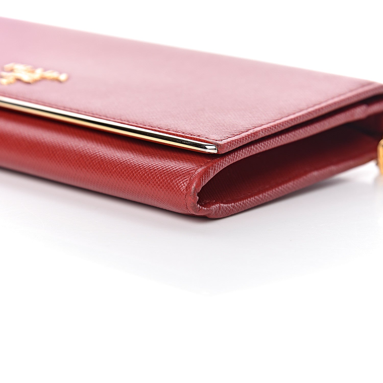 Prada Saffiano Metal Bar Chain Wallet Fuoco 10 of 12