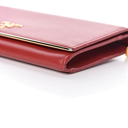 Prada Saffiano Metal Bar Chain Wallet Fuoco 10 of 12