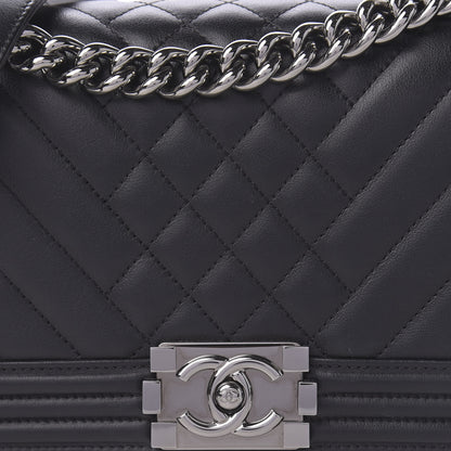 Chanel Calfskin Chevron Quilted Medium Boy Flap Black 10 of 10