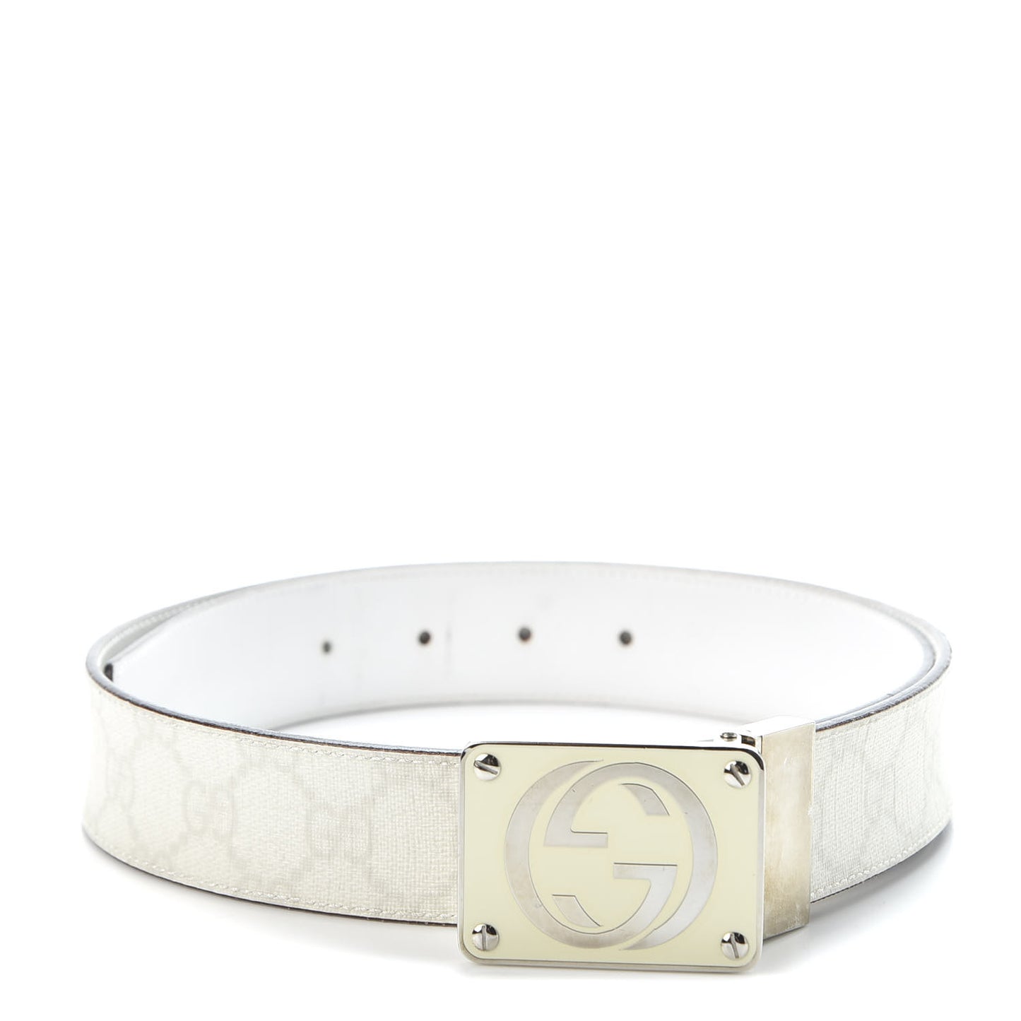GG Supreme Monogram Reversible Belt 85 34 White
