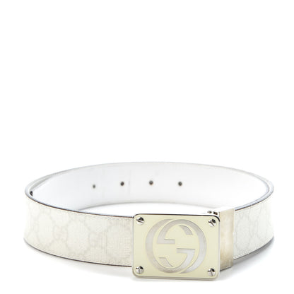 Gucci GG Supreme Monogram Reversible Belt 85 34 White 1 of 4