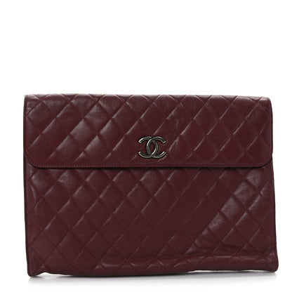Chanel Calfskin Quilted Document Portfolio Holder Dark Red 1 of 9