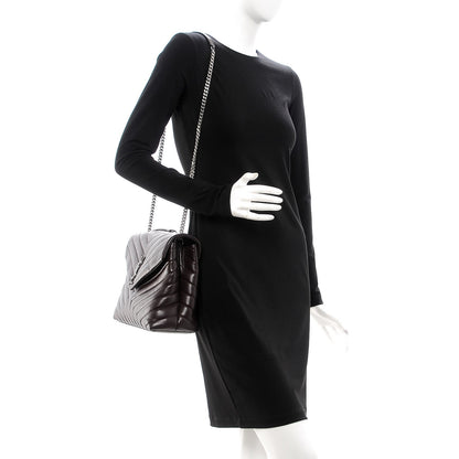 Saint Laurent Calfskin Y Quilted Monogram Medium Loulou Chain Satchel Amaranto 2 of 8