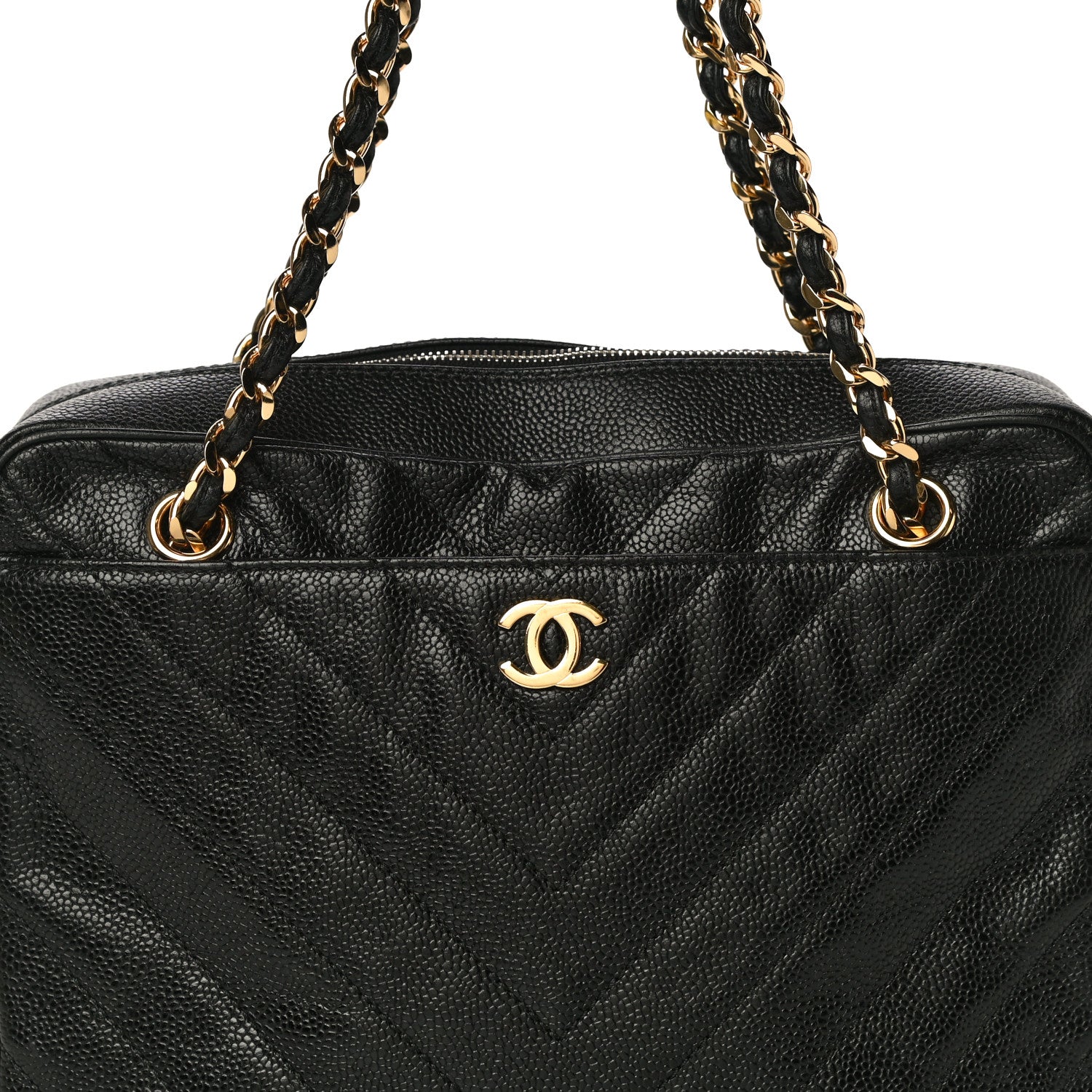 Chanel Caviar Chevron Quilted Camera Case Black 9 of 13
