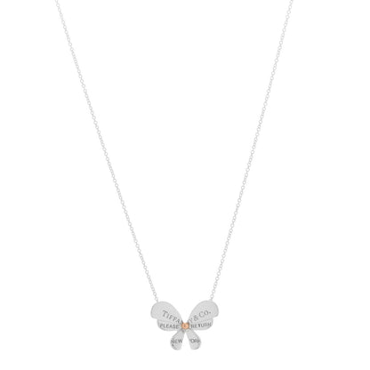 Tiffany Sterling Silver 18K Rose Gold Return to Tiffany Love Bugs Butterfly Pendant Necklace 1 of 7