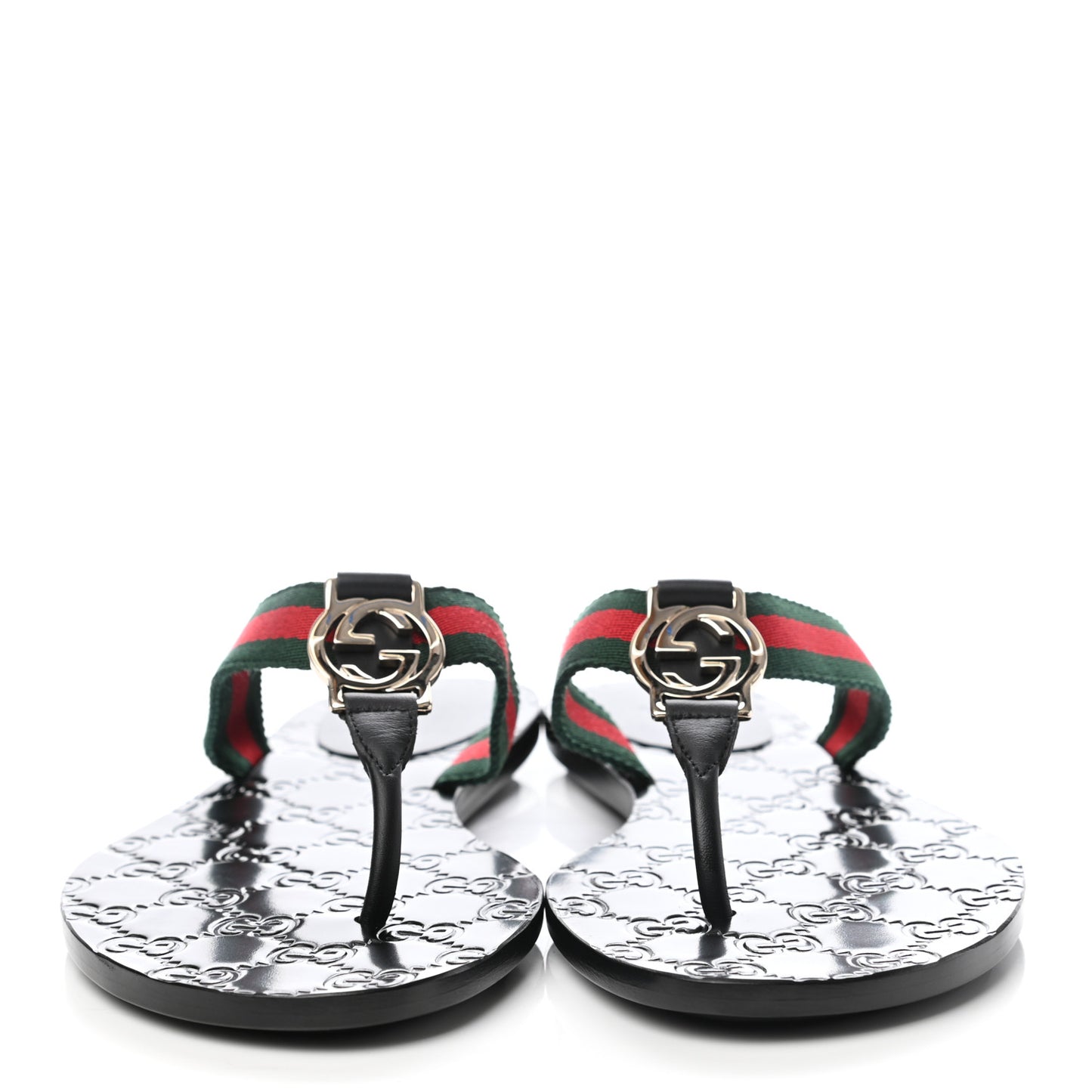 Nylon Guccissima Web Womens Thong Sandals 37 Green Red Black