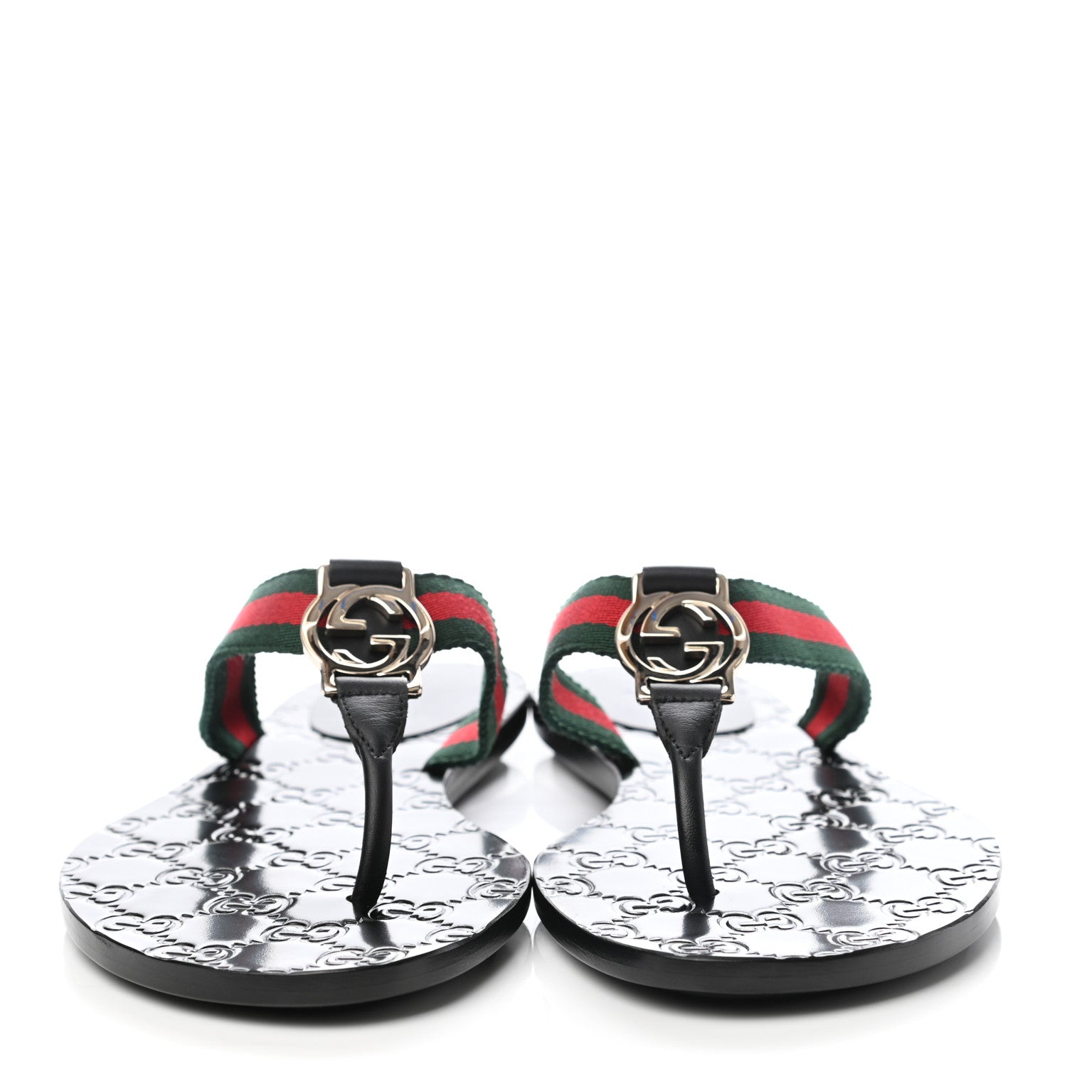 Gucci Nylon Guccissima Web Womens Thong Sandals 37 Green Red Black 2 of 7