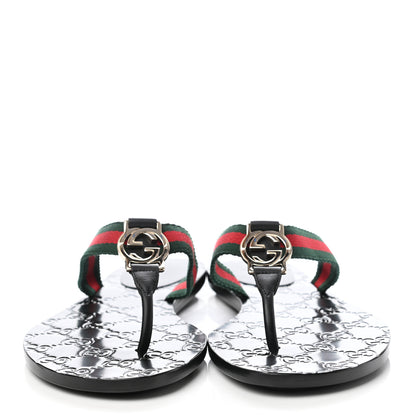 Gucci Nylon Guccissima Web Womens Thong Sandals 37 Green Red Black 2 of 7