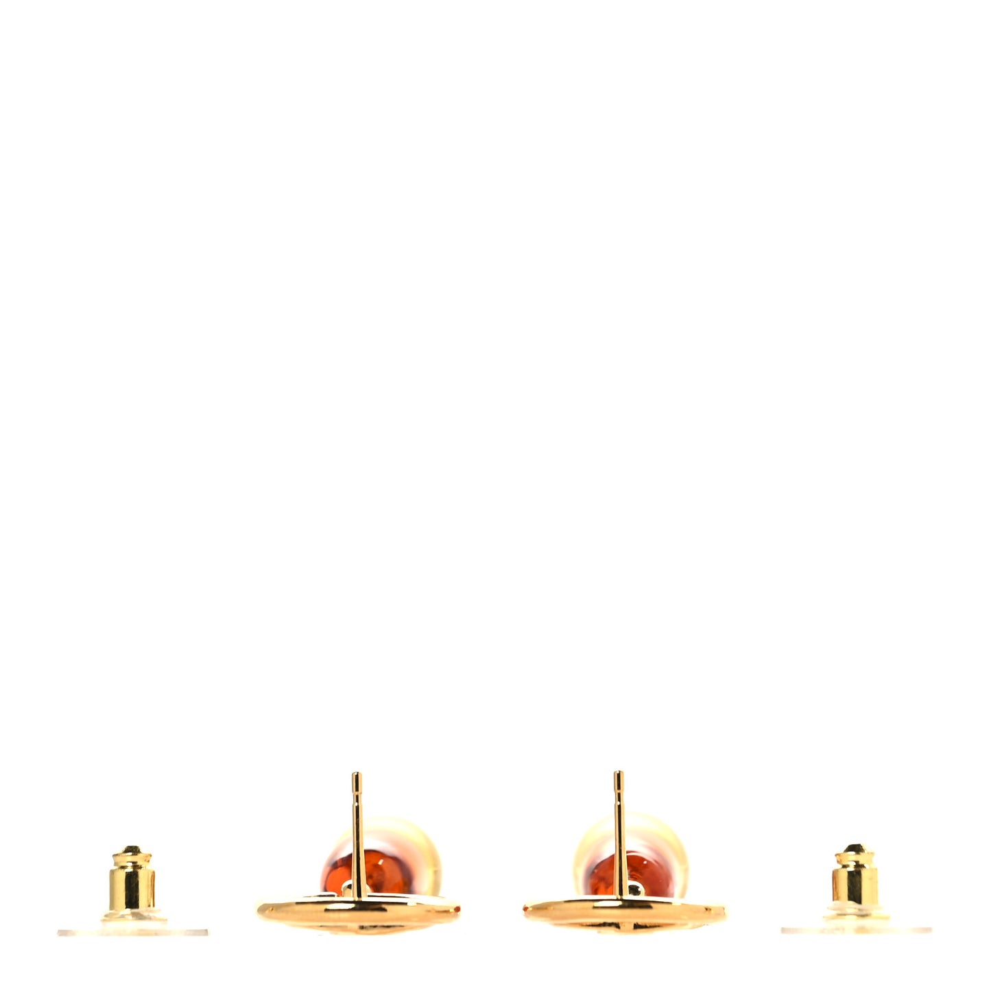 Metal Resin CC Drop Earrings Gold Brown