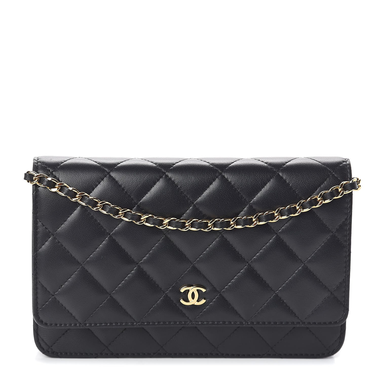 Chanel Lambskin Quilted Wallet On Chain WOC Black 1 of 11