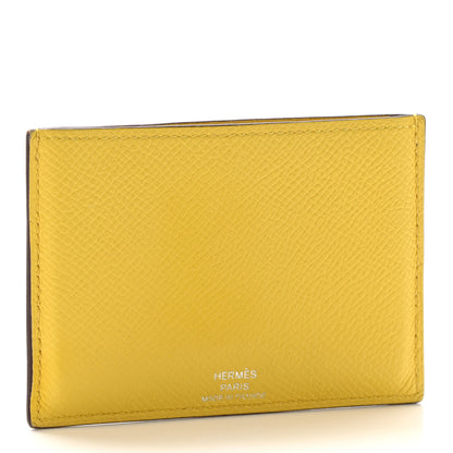 Hermes Epsom Les Petits Chevaux Card Holder Jaune De Naples Mauve Sylvestre Gold Bleu Du Nord 3 of 8