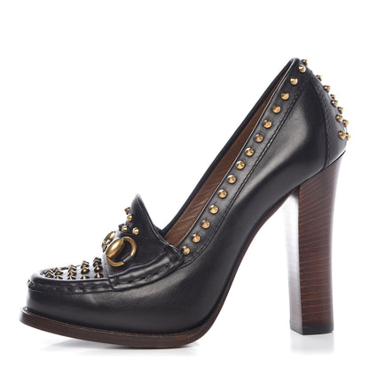 Gucci Calfskin Studded Horsebit Alyssa Pumps 36.5 Black 1 of 7