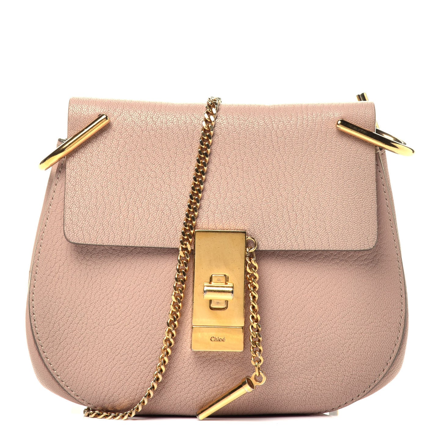 Grained Lambskin Mini Drew Shoulder Bag Cement Pink
