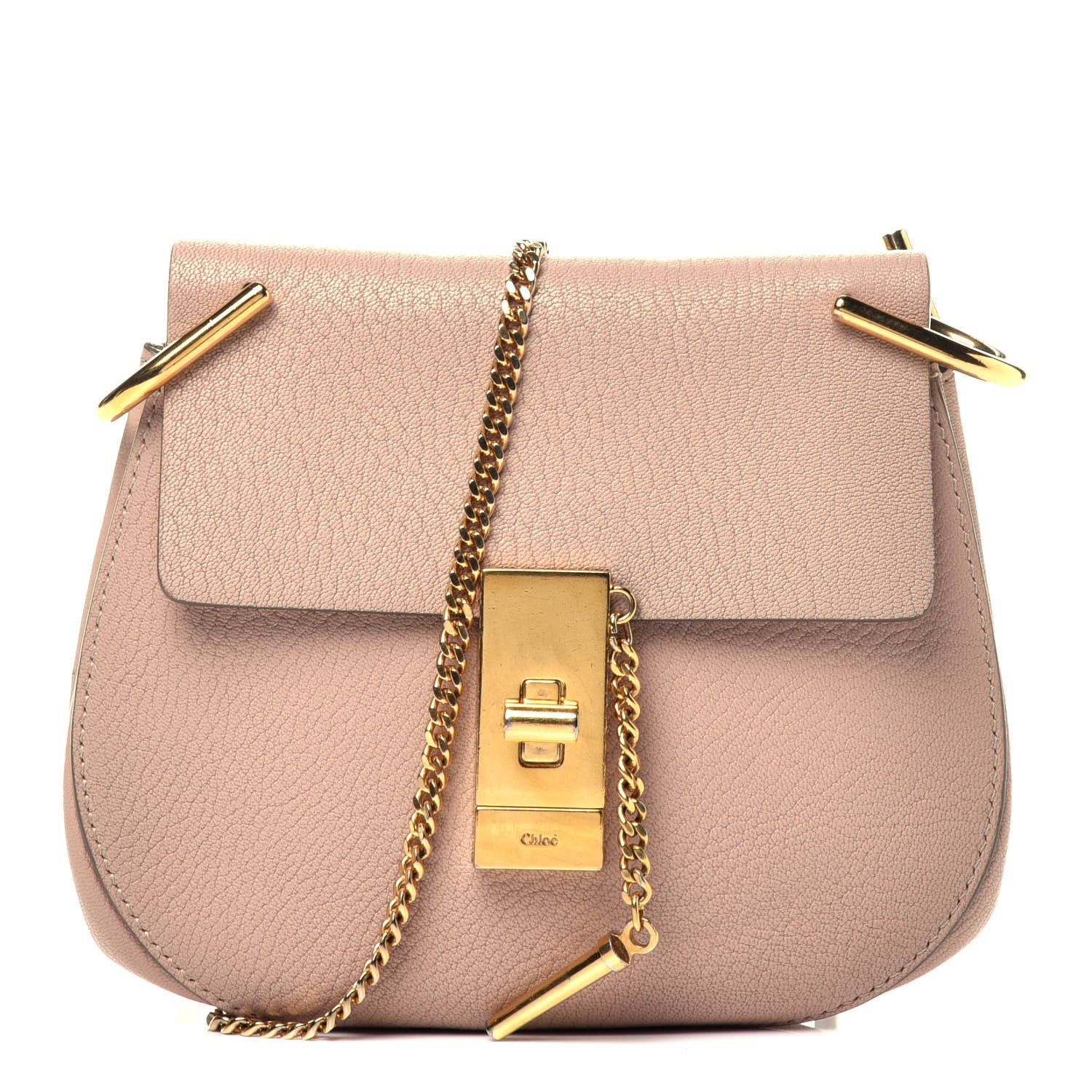 Chloe Grained Lambskin Mini Drew Shoulder Bag Cement Pink 1 of 9