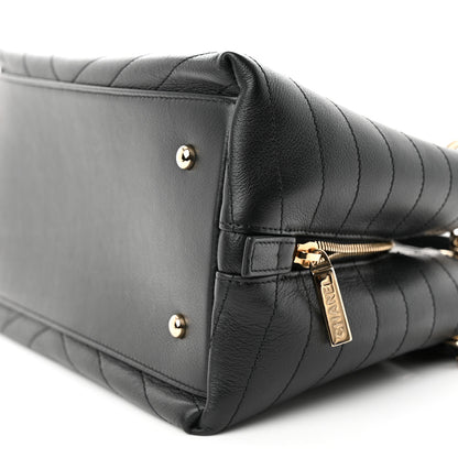 Chanel Calfskin Stitched Large Chevron Chic Shopping Bag Black 10 of 12