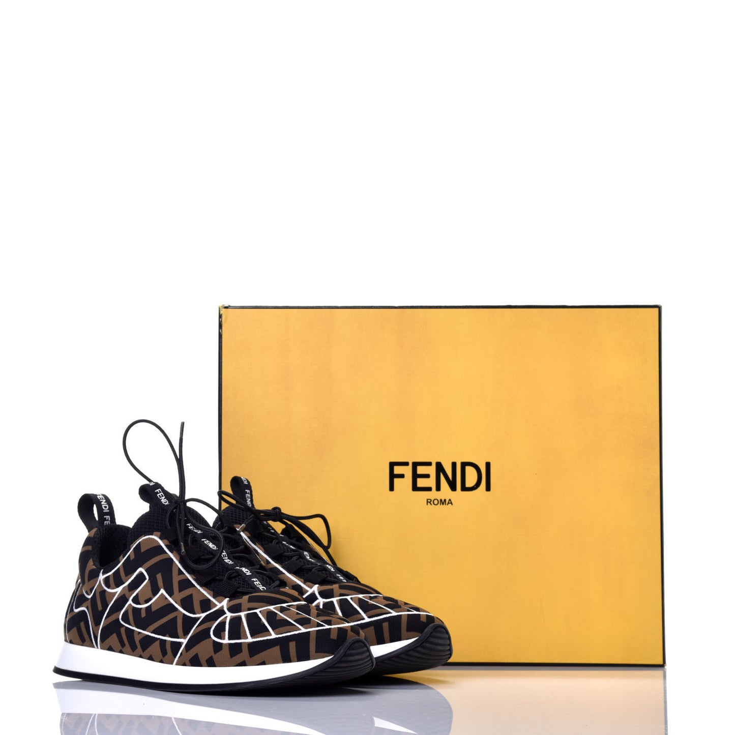 Stretch Fabric FFreedom Sneakers 35.5 Tobacco Black White