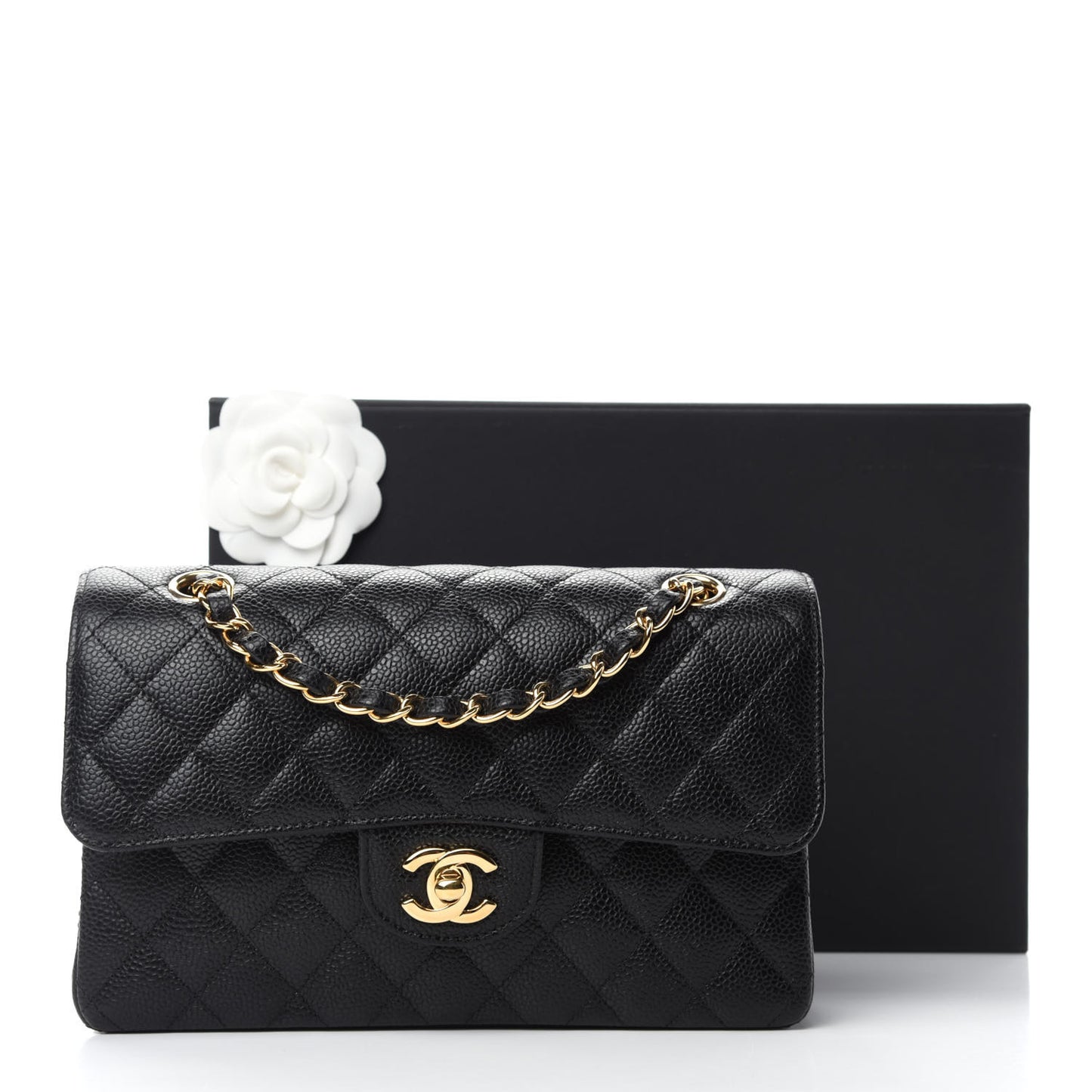 Caviar Quilted Small Double Flap Black