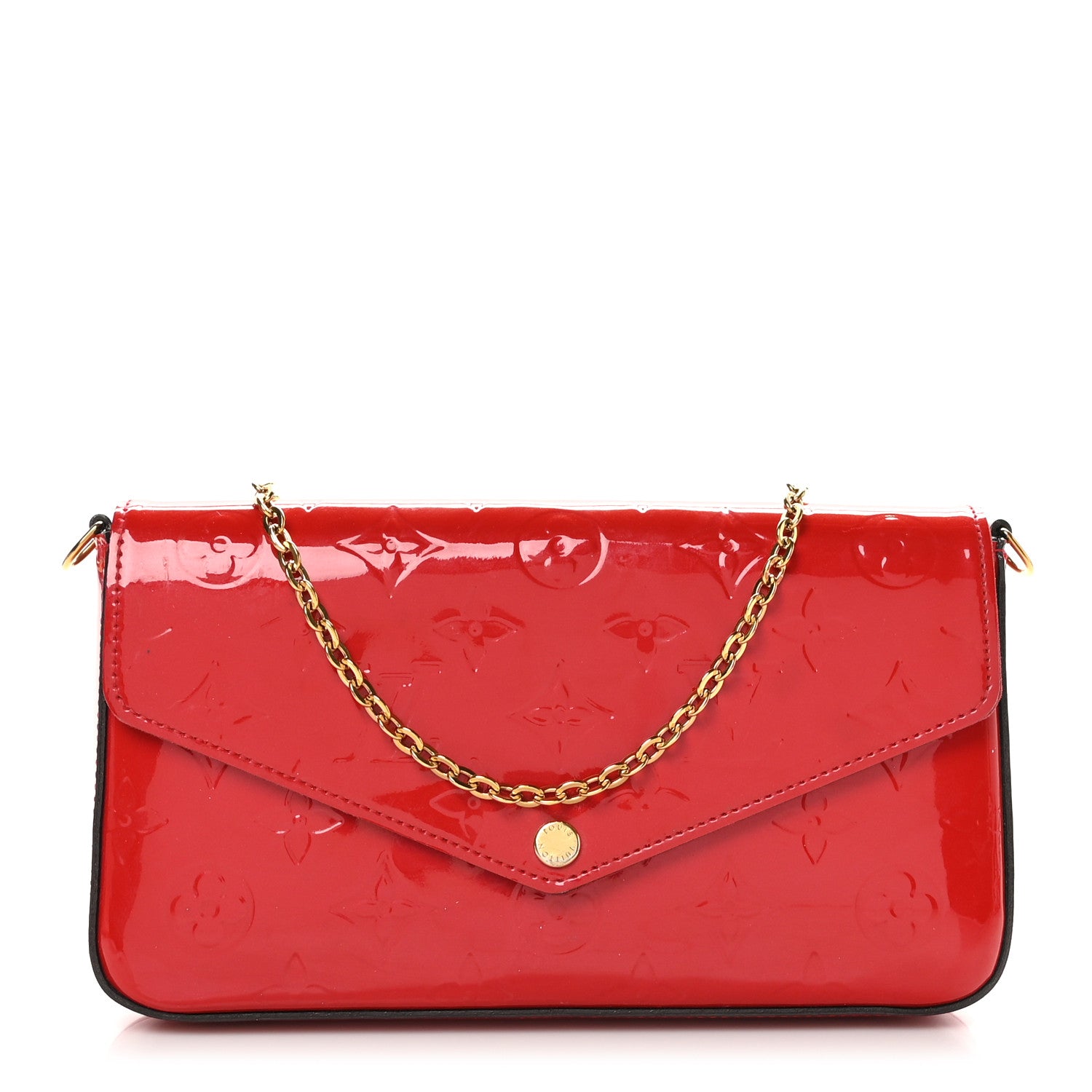 Louis Vuitton Vernis Felicie Pochette Chain Wallet Cherry 1 of 13